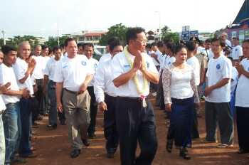 Minister of Education arrives for the rally